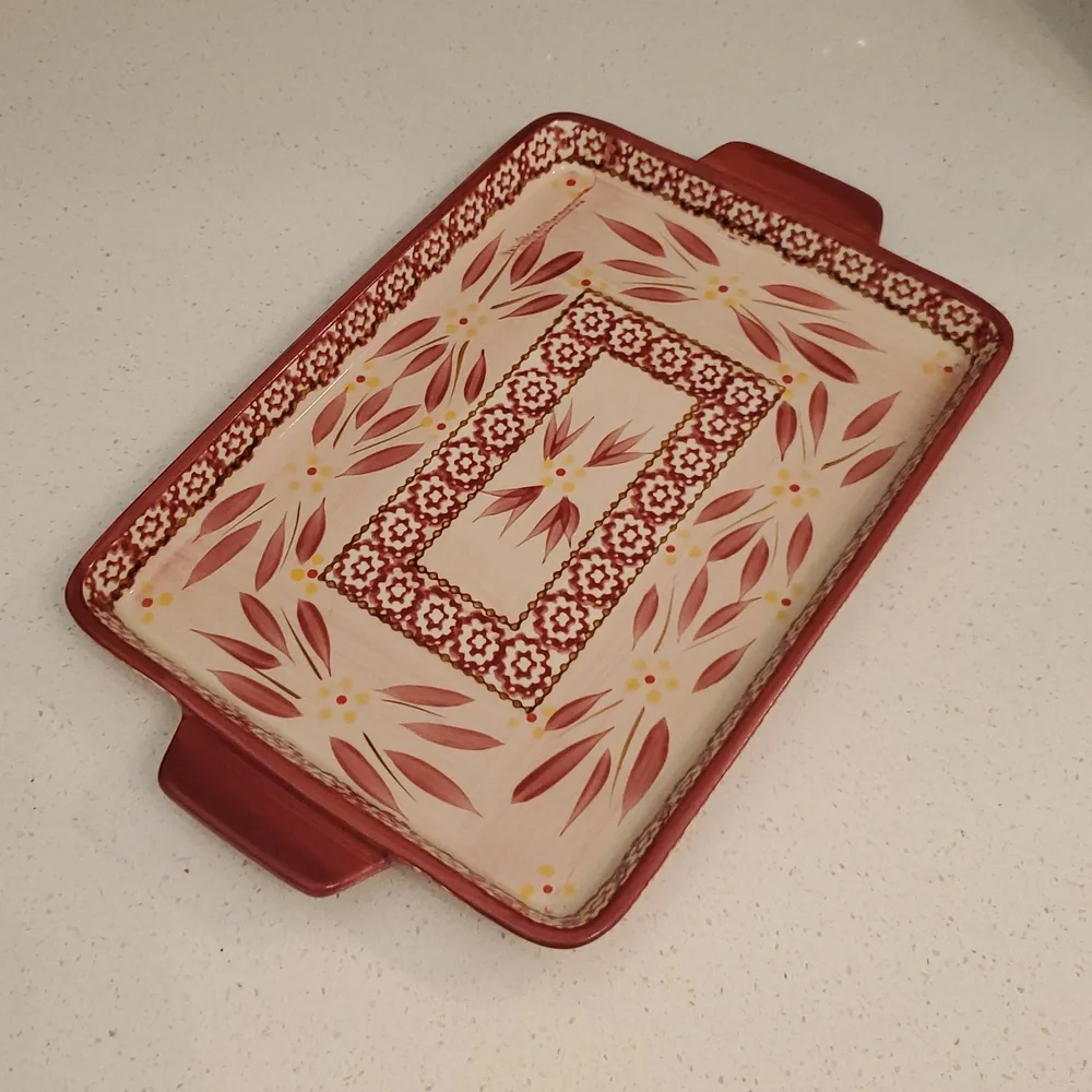 Temptations Old World Cranberry Rectangular Tray 12 inch